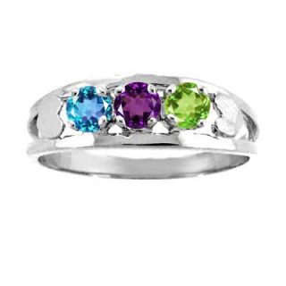 Family Mothers Simulated Birthstone Ring in 10K White or Yellow Gold