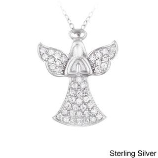 Crystal Ice Sterling Silver And Crystal Praying Angel Necklace with Swarovski Elements Crystal Ice Crystal, Glass & Bead Necklaces