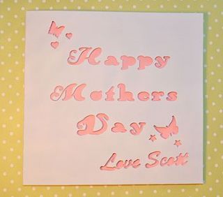 personalised laser cut mother's day card by sweet pea design