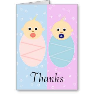 Boy and Girl Twins Thank You Card
