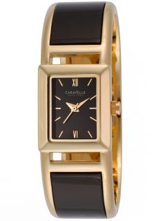 Caravelle by Bulova 44L149  Watches,Womens New York Black Dial Gold Tone Ion Plated & Black Resin Stainless Steel, Casual Caravelle by Bulova Quartz Watches