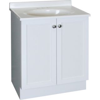 Project Source 24.5 in W x 18.5 in D White Intergral Single Sink Bathroom Vanity with Cultured Marble Top