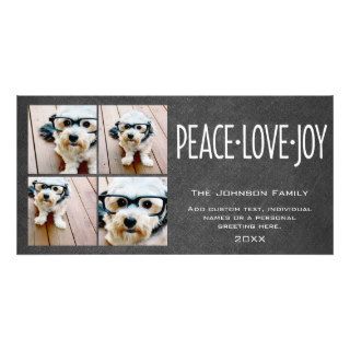 Peace Love Joy Holiday Chalkboard Photo Collage Photo Greeting Card