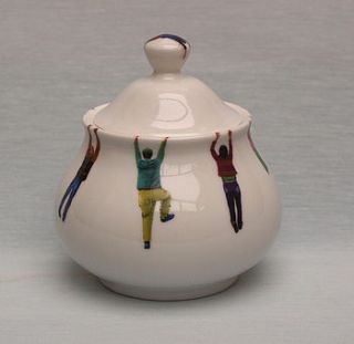 hanging people sugar bowl by alice mara ceramics