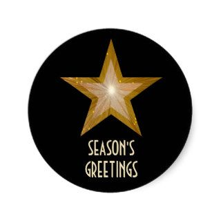 Gold Star 'Season's Greetings' round sticker black