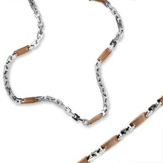 Stainless Steel Brown Ion Plated Fashion Necklace and Bracelet Set