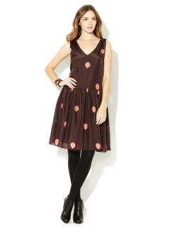 V Neck Polka Dot Silk Dress by Cynthia Rowley