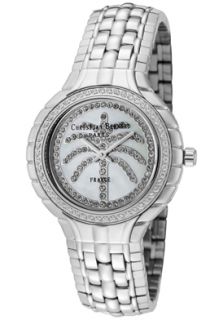 Christian Bernard NA368ZWW6  Watches,Womens Cubic Zirconia Palm Tree/White MOP Dial Stainless Steel, Casual Christian Bernard Quartz Watches
