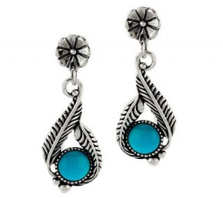 American West Sterling Sleeping Beauty Turquoise Flower Earrings —