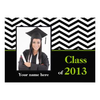 Class of 2013 graduation chevron pattern green custom announcements