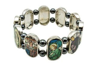 Christian Icon, Woman's Magnetic Therapy Bracelet Fits Small to Medium Wrist 5 in to 7.5 in. Fibromyalgia Jewelry
