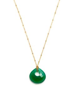 Cutout Green Onyx Teardrop Pendant Necklace by Alanna Bess Jewelry