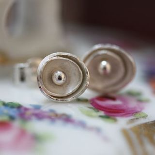 handmade silver wild roses stud earrings by jemima lumley jewellery