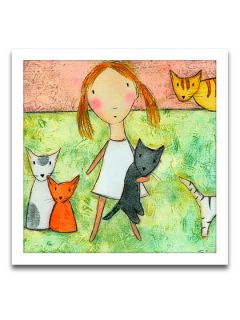 Girl with Cats by Big Fish Art