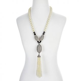 Joan Boyce "Not Your Tame Tassel" Crystal and Simulated Pearl 29 1/2"  Necklace