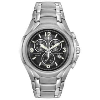 Mens Citizen Eco Drive™ Chronograph Titanium Watch with Black Dial