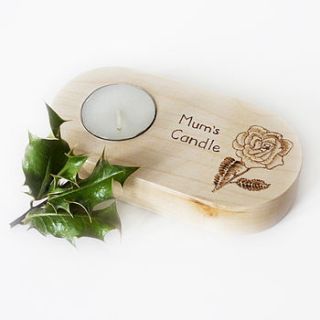 personalised wooden tea light holder by cairn wood design