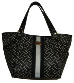 Women's Tommy Hilfiger Shopper Handbag (Black Large Logo) Clothing