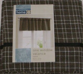 Casual Home Brown & Black Tweed Window Valance Curtain Topper   Window Treatment Valances