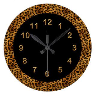 Wall Clock Black Leopard Print Animal Wallclocks