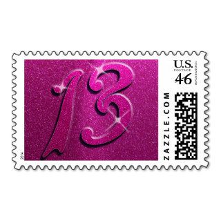 Sparkle Pink 13th Birthday Party Postage Stamps