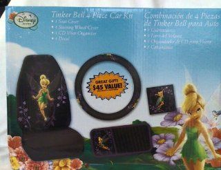 Tinkerbell 4 Piece Car Kit w/ Seat Cover, Steering Wheel Cover, CD Visor & Decal by Plasticolor Automotive