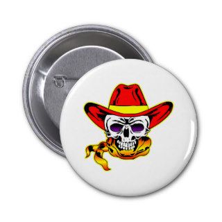 Cowboy Hat Skull Tattoo Pinback Button