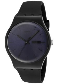 Swatch SUOB702  Watches,Mens Original Dark Navy Blue Dial Black Silicon, Casual Swatch Quartz Watches