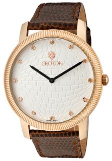 Croton CN307298BRRG  Watches,Mens Diamond Marker Lizard Strap, Casual Croton Quartz Watches
