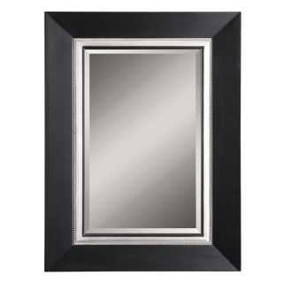 Global Direct 40 in x 54 in Matte Black with Silver and Black Inner Lip Rectangular Framed Wall Mirror