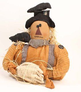 Craft Outlet Black Felix Scarecrow Shelf Sitter with Hat Figurine, 10 Inch  