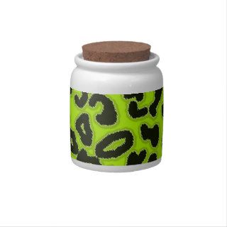 Chartreuse Leopard Animal Print Candy Dishes