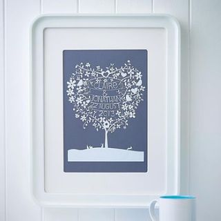 personalised heart tree papercut by papercuts by cefuk