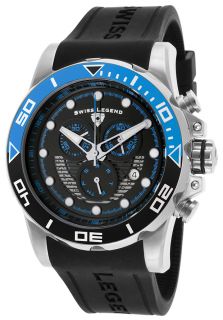 Swiss Legend 21368 01 EBLAB  Watches,Avalanche Chronograph Black Silicone Blue Accents Silver Tone Steel Case, Casual Swiss Legend Quartz Watches