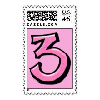 Silly Number 3 pink Stamp