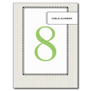Wedding Reception Table Number Card Green Grey Post Card