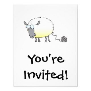 funny ball of yarn cloned sheep cartoon custom announcements