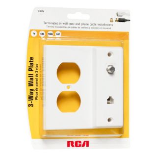 RCA White Standard Duplex Receptacle Plastic Wall Plate