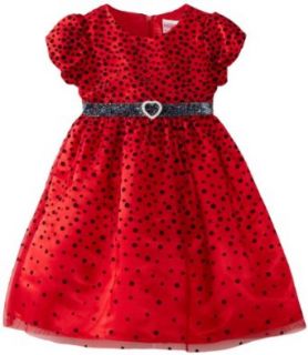 Young Hearts Girls 2 6X Satin Glitter Heart Dress, Red, 4 Clothing