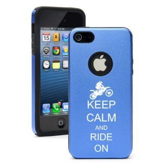 Apple iPhone 5 5S Blue 5D1478 Aluminum & Silicone Case Cover Keep Calm and Ride On Dirt MX Bike Cell Phones & Accessories