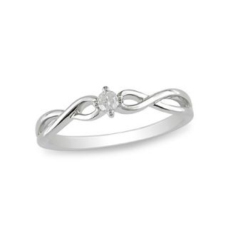 10 CT. Diamond Solitaire Woven Promise Ring in 10K White Gold
