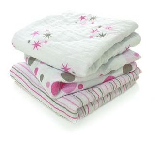 'starlight' pack of three muslin squares by nubie modern kids boutique
