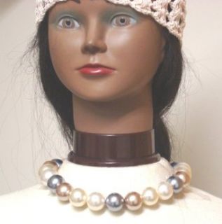 Large Ivory and Amber Pearl Short Chain Jeffrey Isaac Necklace and Earrings Jewelry