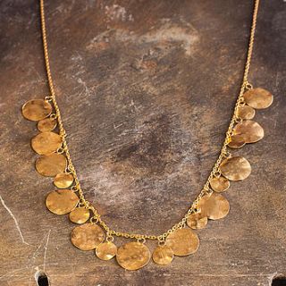 gold hammered disc necklace by rochelle shepherd jewels