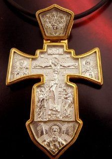Reversible Sterling Silver Gold Plate Russian Cross Trinity St Nicholas Angel Jewelry