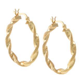 Sunstone Gold over Sterling Silver Twist Hoop Lightweight Earrings Sunstone Gold Over Silver Earrings
