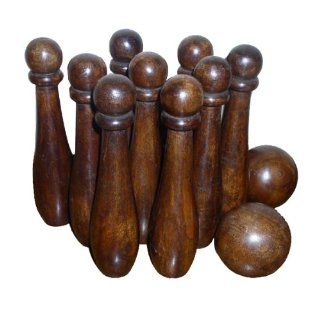 Rustic Colonial Wooden 9 Pin Bowling Game Toys & Games