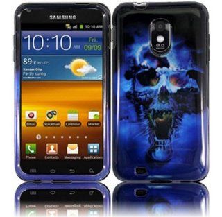 VMG 2 Item Combo for Samsung Galaxy S II S2 4G D710 Epic 4G Touch (Boost/Virgin Mobile, Ting, Sprint Carrier Versions) Design Hard Cell Phone Case Cover   Black Blue Skull + LCD Clear Screen Saver Protector Cell Phones & Accessories