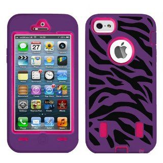 Importer520 Zebra Print Case Purple/Black with Hot Pink Shell for Apple iPhone 5 Cell Phones & Accessories