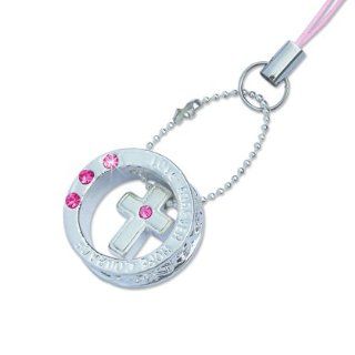 Universal Cross Shaped with Diamond Cell Phone (Car) Charms Strap   Pink Cell Phones & Accessories